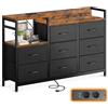 ODK Cassettiera, 2 porte USB e 2 porte AC, Cassettiera Multifunzionale per Camera da Letto e Soggiorno - Credenza Stabile e Durevole, 132 * 30 * 88 cm, Vintage e Nera