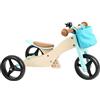 small foot Biciclettina Triciclo turchese in legno, 4 in 1 con sella regolabile e ruote gommate, da 1 anno, 11610