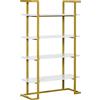 HOMCOM Scaffale Libreria a 4 Livelli in MDF e Acciaio, Mobile Libreria con Base Rialzata, 92x35x152cm, Bianco e Oro | Aosom Italy
