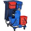 HOMCOM Carrello Pulizie con Sacco per Immondizia, 4 Secchi e Strizzatore per Mocio, 93x80x97 cm, Rosso Blu e Nero