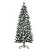 HOMCOM Albero di Natale Innevato da 150 cm con 464 Rami e 28 Pigne in Plastica e Metallo, Verde e Bianco