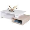 BAKAJI Tavolino Divano Salotto Rettangolare Design Moderno Legno 4 Ripiani Bianco Oak