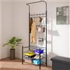 BAKAJI Stand Appendiabiti da Ingresso Struttura Metallo 9 Ganci con scarpiera 4 Ripiani