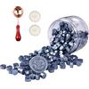 Comealltime Set di 248 perline di cera per sigilli ottagonali con 2 candeline e 1 cucchiaino per sciogliere, vernice per sigilli in cera, timbri (grigio blu)