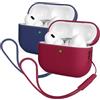 Mocarheri Custodia in Silicone Compatibile con Airpods Pro 2 (2022), Ultra Sottile in Premium per Airpods Pro 2 Cover protettiva antiurto-2PCS (Vino rosso+Blu scuro)