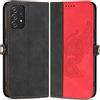 KKEIKO Cover Compatibile con Galaxy A52 4G / Galaxy A52 5G / Galaxy A52S 5G, Custodia in PU Pelle, Magnetico Portafoglio Cover Protettiva per Samsung Galaxy A52 / Galaxy A52S 5G, Rosso