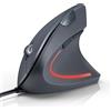 TECKNET Mouse Verticale Cablato Ergonomico, 6400 DPI, Protezione del Polso, Cavo USB 1,5 m, Silenzioso Con 6 Pulsanti per PC, Laptop, Windows, Mac, Grigio