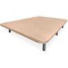 Somnia Descanso - Base imbottita 3D extra rinforzata, grande stabilità, con barre di rinforzo e 6 gambe metalliche filettate da 27 cm, 90 x 190, beige