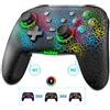 Koiiko Wireless Controllers for Switch/PC/PS-5/PS-4, Unique LED Cracked Design for iOS Android Switch Remote, Bluetooth Game Gamepad Joystick for iPhone/Switch Lite/Wired PC with Programmable - Black