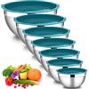 HaWare Set di 7 ciotole in acciaio inox, impilabili con coperchio ermetico per cuocere/cucinare/preparare, lavabili in lavastoviglie, 6,5/4,5/3/2,5/1,5/1,2/0,7 l, blu