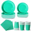 Nkaiso 96Pcs Blu Turchese Piatti Carta per feste di Compleanno-24 Ospiti