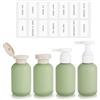 Mulaibdin 4 Pz Contenitori da Viaggio per Liquidi, Dispenser Shampoo e Bagnoschiuma, Flaconi da Viaggio 100 ml con Etichetta, Ricaricabili Boccette da Viaggio per Crema,Lozione,Balsamo
