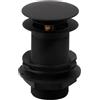 ENKI, W11, nero opaco, non scanalato, connessione standard da 1,1/4, tappo per lavabo, click clack, permette all'acqua di drenare via, finitura resistente, accessori da bagno moderni