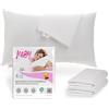 MEBY Set di 2 copricuscini impermeabili in cotone con chiusura lampo nascosta, traspiranti, protezione per cuscino, protezione dall'umidità, elastico, bianco (40 x 60 cm)