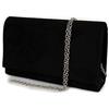 Emila Pochette nera donna elegante cerimonia borsa piccola a mano busta clutch borsetta con tracolla catena da sera signora matrimonio comunioni Tessuto scamosciato Nero