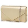 Emila Pochette oro a busta Clutch bag da donna per cerimonia borsa piccola a mano borsetta dorata con tracolla catena sera signora matrimonio comunioni Ecopelle Oro