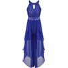 Freebily Tuta Bambina Eleganti da Cerimonia Feste Principessa Chiffon Jumpsuit Abito Estivo con Perline Scintillanti Monopezzi Tutine Pantaloncini Integrati, 6-16 Anni Blu reale 15-16 anni