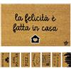 Olivo Tappeti OLIVO.shop COCCO FUNNY - Zerbino con scritte, Zerbino cocco ingresso simpatico, Tappeto cocco divertente, fondo in gomma, vari disegni, 40x60 cm (HAPPINESS)