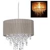 relaxdays Lampadario in Cristallo, Paralume in Organza, E27, Salotto, Lampada da Soffitto, HxD 129x32 cm, grigio/argento