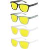 X-CRUZE® - Confezione da 4 occhiali da sole nerd polarizzati vintage stile retro unisex uomo donna occhiali da nerd - giallo specchio - Set W -
