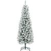 HOMCOM Albero di Natale Artificiale 180cm con 479 Rami Innevati, Albero di Natale Slim Alto e Stretto con Base Pieghevole, Verde