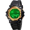 TONSHEN Orologi da Polso da Bambini 50M Impermeabile LED Elettronico Luce Doppio Tempo Outdoor Sportivo Digitale Orologio Allarme Cronometro Data (Giallo)