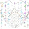 ZERODECO Decorazioni per feste a forma di sirena, ghirlanda iridescente, a rete naturale e ghirlande a bolle per compleanno, pirati, nautiche, tema sotto il mare