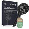 KLUDI-X3 Soffione doccia universale a risparmio idrico come opzione, doccino per doccia con 1 tipo di getto, soffione facile da pulire Ø 11,7 cm, doccia soffione nero opaco