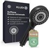 KLUDI -X1 Doccetta anticalcare con 3 tipi di getti, doccetta a risparmio d'acqua opzionale (standard 15l/min, opzione 9 l/min, doccetta a mano (Ø10,7 cm), nero opaco