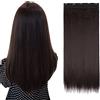 Elailite Extension Capelli Clip Marrone Scuro, Hair Extension Fascia Unica Posticci Donna Fibre Lisci Lunghi 120g 58cm