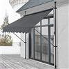 pro.tec Tenda da Sole a Muro con Pali di Supporto Telescopici Installazione Senza Fori Tettuccio Parasole a Manovella e Bracci - 198 x 120 cm (LxP) Grigio