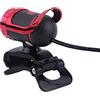 Denash Webcam, Lunghezza Focale Regolabile Videocamera con Staffa Girevole HD Manuale a 360°, Correzione del Colore Bilanciamento Automatico del Bianco per Ufficio Casa (rosso)