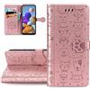 LEMAXELERS Custodia iPhone 15 Plus 6.7 Cover Portafoglio,iPhone 15 Plus Custodia Carino bel gatto cane in rilievo Gatto cane Wallet Shock-Absorption Magnetica Leather Flip Cover,SD Cat Rose