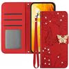 EuoDuo Compatibile con OPPO A54s / OPPO A16 / OPPO A16s Cover Libro Brillantini Farfalla Motivo Custodia Portafoglio Antiurto Protettiva Magnetica Caso con Porta Carte Ragazza Wallet Case - Rosso