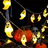 XVZ Catena Luminosa per Halloween, 3m 20LED Fantasma con Timer, Decorazione a Batteria per Autunno Festa Ringraziamento - Fantasma Bianco
