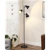 EDISHINE Lampada da Terra Soggiorno, Orientabile, 3 Luci, LED Dimmerabile