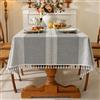 Lifetooler Tovaglia Rettangolare in Cotone e Lino Tovaglia Antimacchia con Nappe Copritavolo Moderno Elegante per Decorativa Cucina Tavolo da Esterno(Grigia,140x140cm)