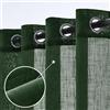 Woaboy 2 pezzi Tende di lino traslucido Tende moderne decorative a occhiello per il soggiorno e la camera da letto 140x260cm Verde Scuro
