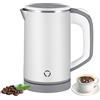 Towwoo 800 ML Bollitore da Viaggio Piccolo, 5 Minuti 600W di Ebollizione Rapida, Mini Portatile Bollitore Silenzioso Elettrico da Campeggio in Acciaio Inox per tè caffè Latte Bambini Adulto (Bianco)