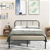 FetiNes Letto Matrimoniale Ferro Battuto, Struttura Letti in Metallo con Testiera, Contenitore Sotto al Letto, per Materassi 140X190cm Nero