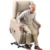 BAKAJI Poltrona Alzapersona Elettrica Motorizzata Reclinabile in Similpelle Ecopelle con Tasca Porta Telecomando per Anziani e Persone Disabili (Beige)