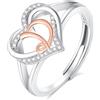 INFUSEU Anello Iniziali, Argento Sterling 925 Cuore D Lettera Anelli Aperti Cuore Forma Nome Iniziale Alfabeto Dalla A-z Gioielli Personalizzati Regolabili Alfabetici Regali per Donne Ragazze
