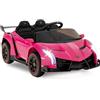 COSTWAY Lamborghini Macchina Elettrica per Bambini, Auto Elettrica Cavalcabile con Telecomando Luci LED, 3 Velocità, 3-6 km/h, Modalità Dondolo, per Bambini 3-8 Anni (Rosa)