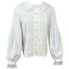 Cuteighteen Camicetta da donna con colletto alla Peter Pan Lolita elegante casual elegante a maniche lunghe abbottonata camicia carina in pizzo con volant top autunnale, Bianco panna., XX-Large
