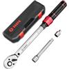 VANPO Chiave Dinamometrica 3/8'', 5-60Nm Moto e Bici Chiavi Dinamometrica Set con Adattatore da 3/8 a 1/4, Barra di Prolunga 125 mm, 72T Chiave Dinamometrica per Bici, Moto e Cambio Candela Auto