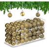 Relaxdays Palline di Natale, Set da 96 Palle Opache, Lucide, Glitterate, HxD: 4x3 cm, Addobbi Albero Natalizi, Dorate