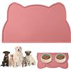vsshe Tappetino Ciotola Cani e Gatti in Silicone, 44 x 25 cm Tappetino per Ciotola di Cibo Antiscivolo, Tappetino Sottociotola per Animali Domestici, Evitare Fuoriuscite di Acqua o Cibo (Rosa)