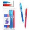 SEND UP Kit 9pz: 3 Penne (2 Blu, 1 Rossa) e 6 Ricariche XXL (4 Blu, 2 Rosse) compatibili con Pilot Frixion, Punta 0,7mm. Scorta Alta Capienza, Ideale Scuola, stoffa, pelle e Regalo
