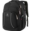 Cafele Zaino Portatile 17,3 Pollici da Viaggio con Porta di Ricarica USB, Tasca Antifurto RFID, Impermeabile Universitario, Nero