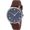 Timex Quadrante blu da uomo con cinturino in pelle marrone chiaro 41mm TW2R63900D7PF